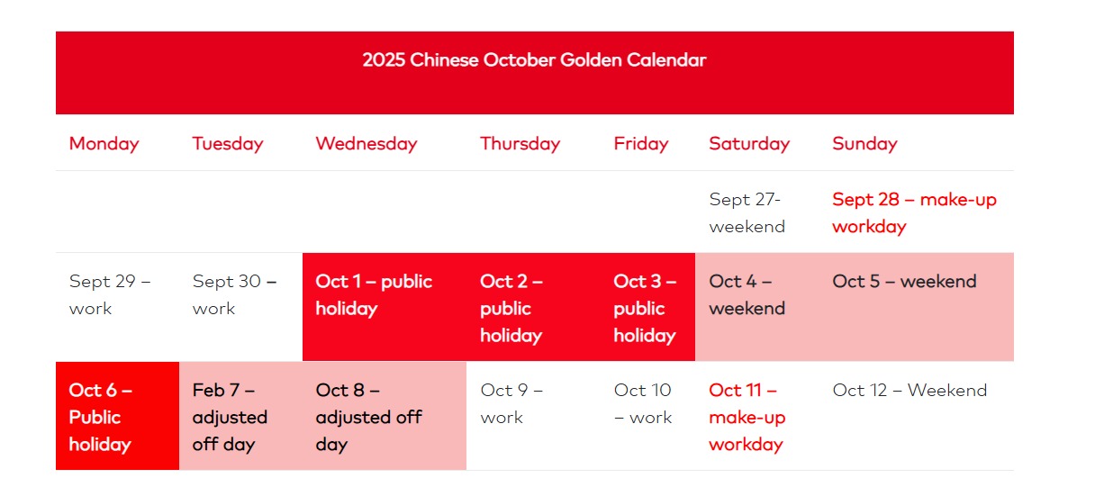 China’s Golden Week 2025: Holiday Schedule and Employer Guidelines